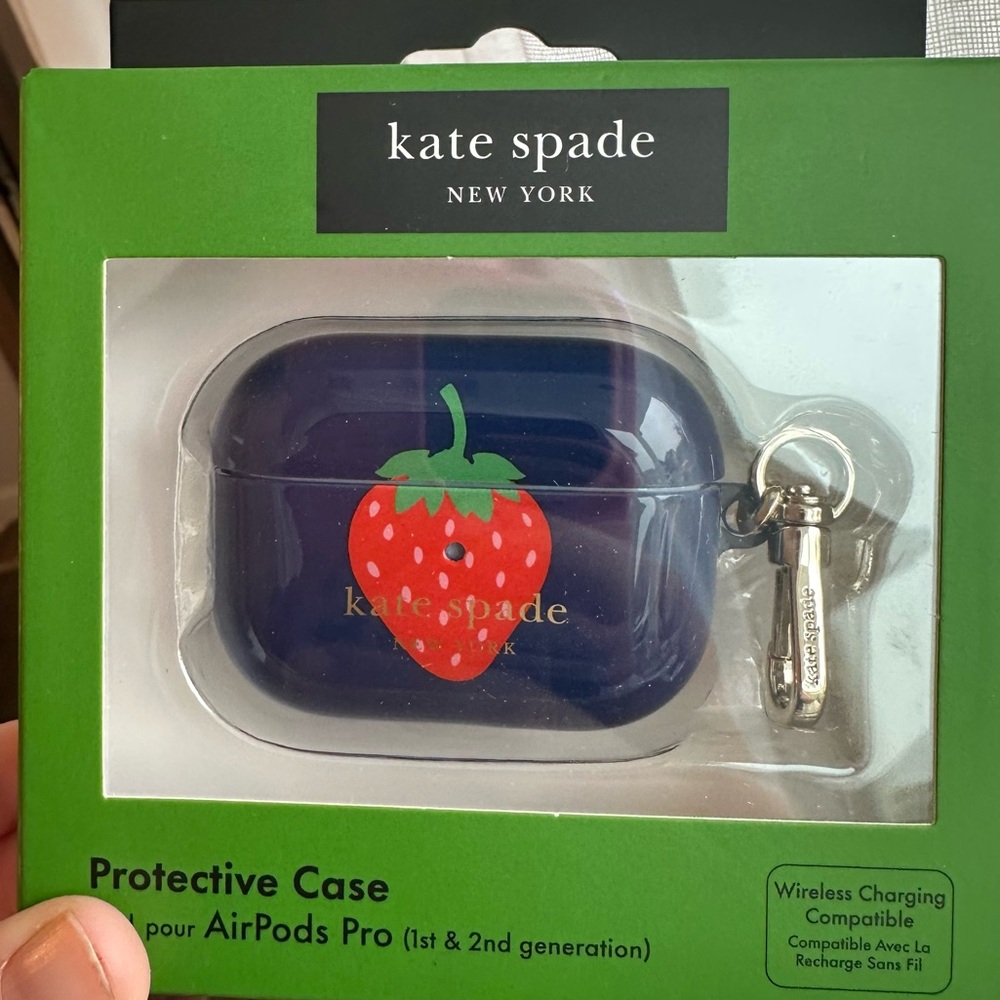 Kate Spade X target Navy Blue AirPods Pro 1 & 2 Case with Strawberry Design